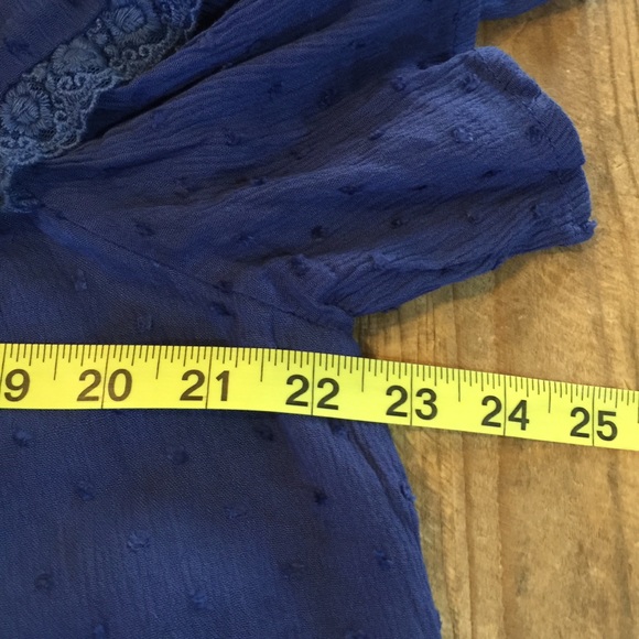 Suzanne Betro NWT 1X Swiss Dot Blue Top Blouse - Picture 6 of 8